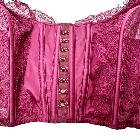 NWT Victoria’s Secret Purple Lace Silk Cropped Corset Top Medium - Picture 3 of 6